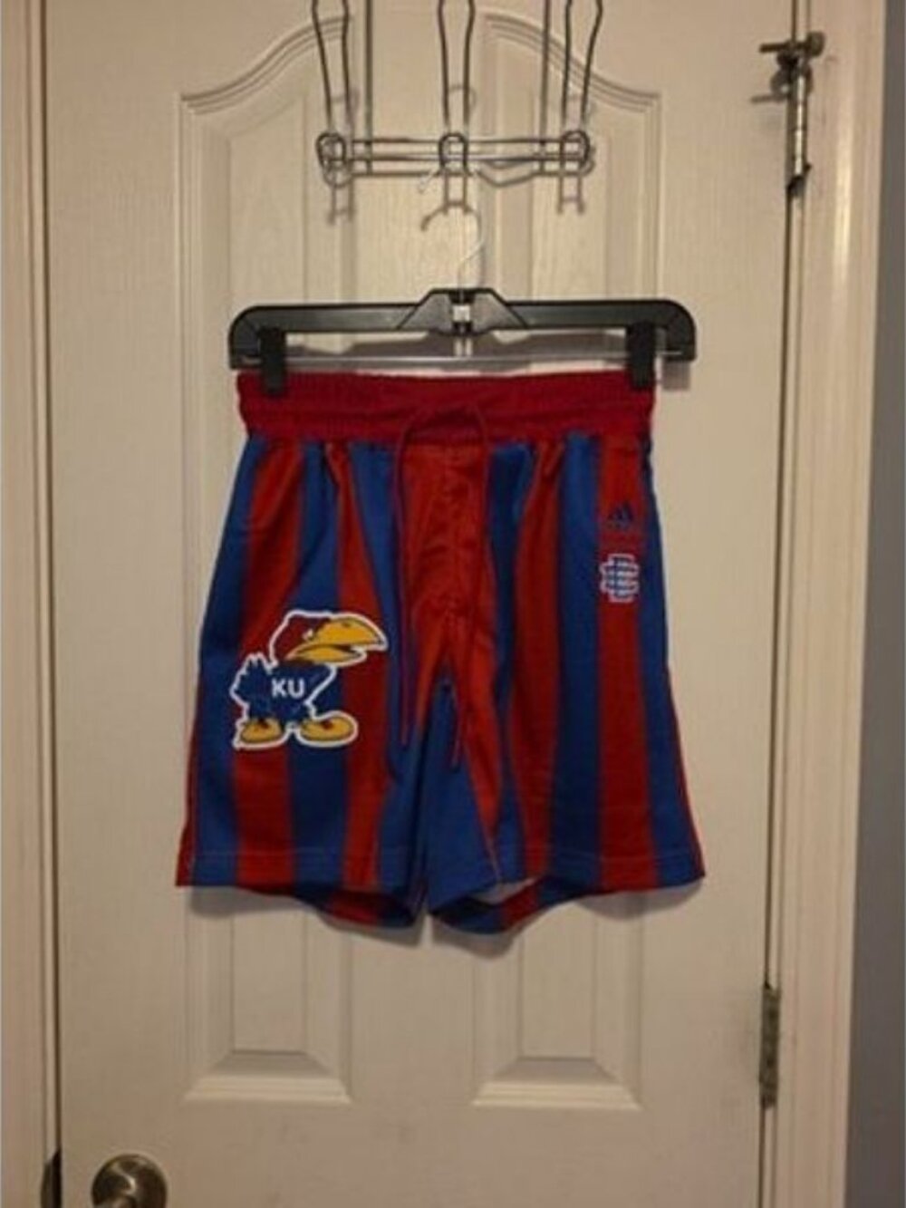 Adidas Eric Emanuel Kansas Jayhawks Men's Size Small Red Blue Shorts H56721 New